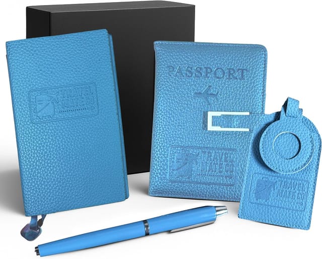 Premium RFID Passport Holder Set (Sky Blue)
