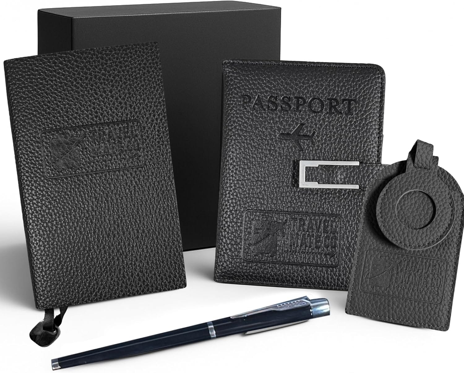 Premium RFID Passport Holder Set (Black)